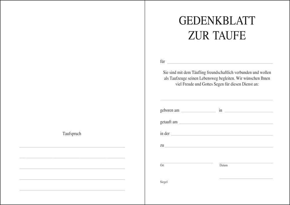 Gedenkblatt Zur Taufe Tauflied Thomas Verlag Leipzig